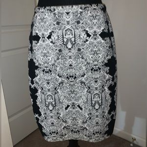 H&M Black and White Paisley Skirt